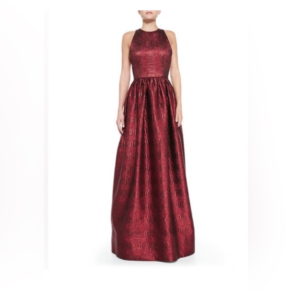 Alice & Olivia Red Metallic Emilia Gown